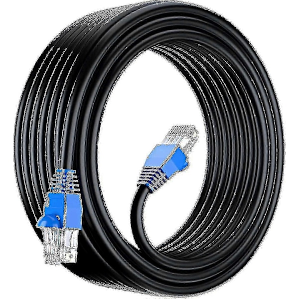 50m Cat6 Udendørs Vandtæt Direkte Nedgravning Ethernet Netværkskabel - Utp - Cca - 550 Mhz - Sort 50 Meter LGL