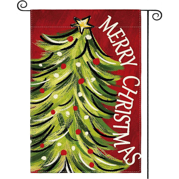 Jul Trädgårdsflagga 30x45 cm Dubbelsidig Julgran Vinter Semester Gård Utomhus Dekorativ Flagga Röd (LGL)