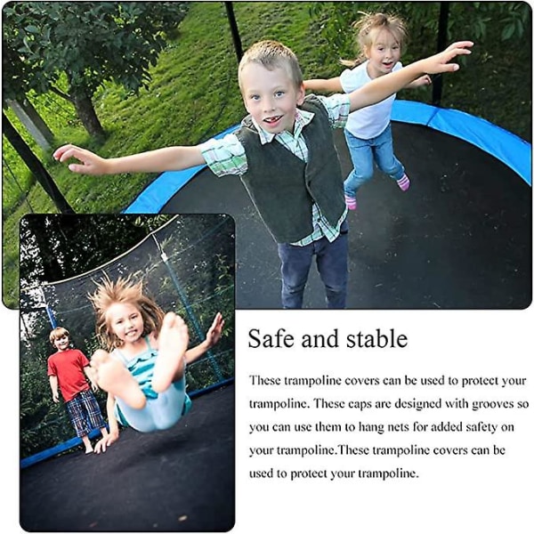 Trampoline innhegning polkappe erstattet stangdeksel sikkerhet trampoline spor design innhegning sikkerhetshetter beskyttende deksel for flatt stålplate 6 stkblac