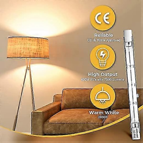 5 st R7s 118mm 400W Halogen Glödlampa Dimbar AC 220-240V 7500Lm J118 Linjära Halogen Spotlights LGL