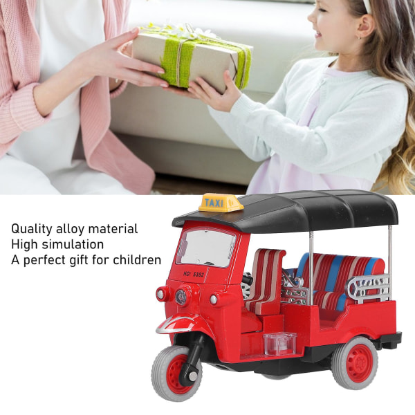 Træk Tilbage Thai Trehjulet Simulering Legering Tuk Tuk Bilmodel Legetøj Børn Køretøjslegetøj til børn 3-6 år Red