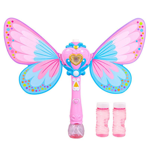 Bobleblåser Avtakbar elektrisk safe Lekkasikker glatt overflate Underholdning Nyhet Sommerfuglform Bubble Stick Girl Toy[GL] Pink