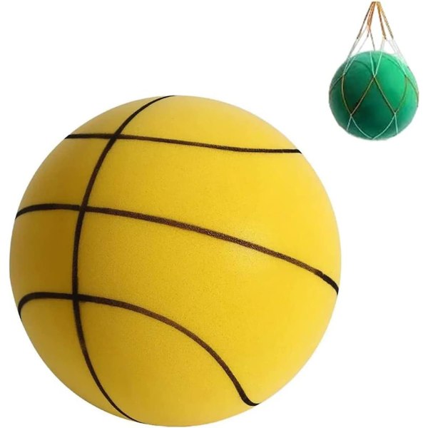 Hiljainen koripallo, hiljainen pallo, hiljainen sisäharjoituspallo, päällystämätön korkeatiheyksinen vaahtomuovipallo, mikrohuokoinen hiljainen vaahtokoripallo Yellow 22cm