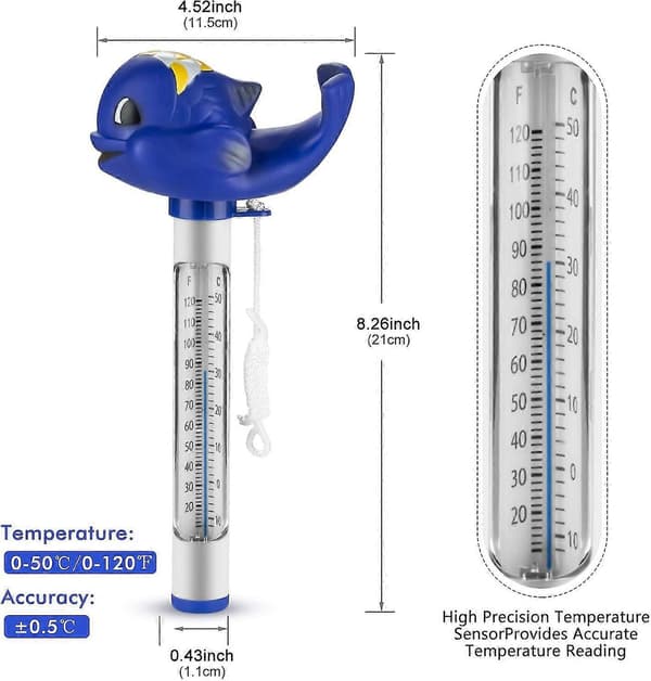 Pooltermometer Flytande Termometer Tecknad Stil Vattentermometer För Pooler, Spa (LGL) Whale