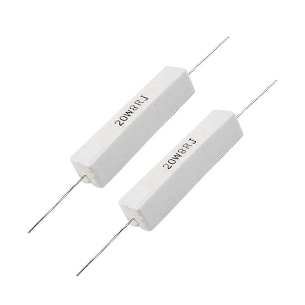2 kpl lankavastuksia keraamisia sementtivastuksia 8 Ohm 20w 5% LGL White