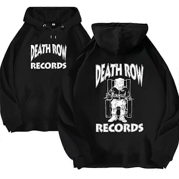 Death Row Records Hættetrøje Mænd Kvinder Oversized Hættetrøje Hip Hop Hættetrøjer Sweatshirts Langærmet Hætte Sweat Girl Frakker LGL 2DF505251-Black M