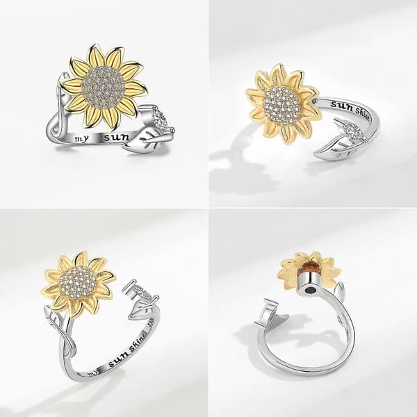 Ångestdämpande Fidget Ring Blomma Stress Relief Ring Spinner Meditationsring (LGL) A