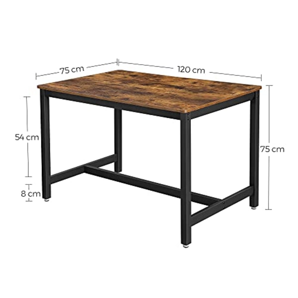 VASAGLE ruokapöytä 4 hengelle, keittiön pöytä, 120 x 75 x 75 cm, rustiikki  ruskea ja musta 0d80 | Fyndiq
