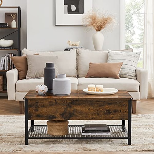 VASAGLE soffbord, dolt förvaringsfack, rustikt brunt och svart c6f1 | Fyndiq
