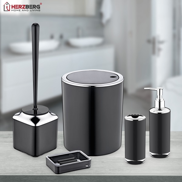Herzberg 5 delar badrumsset - dubbelskikt färg grå