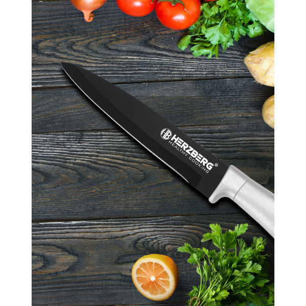 Herzberg 8 delar knivset med akrylställ - Silver