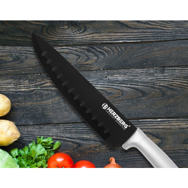 Herzberg 8 delar knivset med akrylställ - Silver