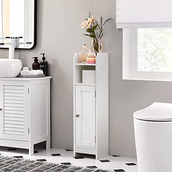 Vasagle wc-kaappi, kylpyhuonekaappi, kapea kylpyhuonehylly, säädettävät  hyllyt, valkoinen b606 | Fyndiq