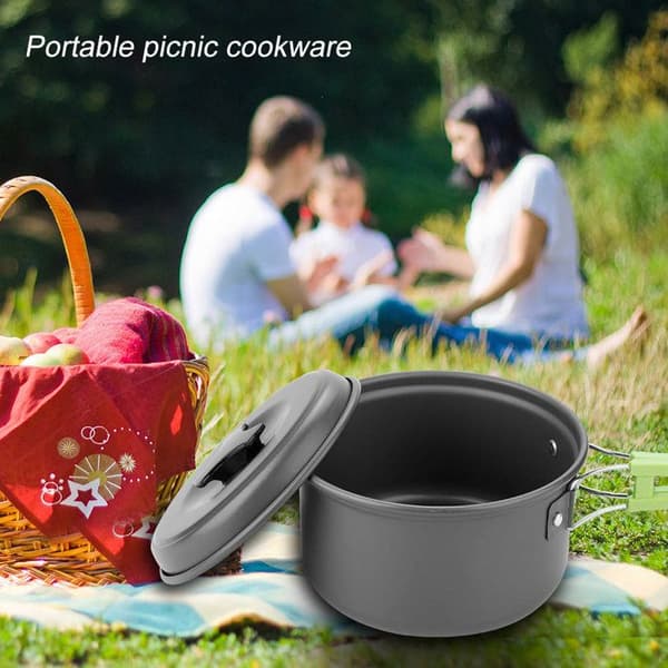 Bärbart köksredskapsset om 8 - Aluminiumlegering - Kompakt - Perfekt för camping