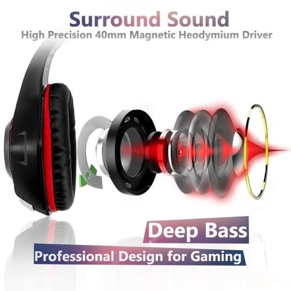 PS4 Gaming Headset - Kablet - Rød - Støjreducerende mikrofon med LED