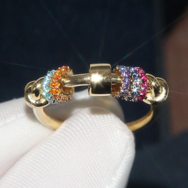 Antistressring med Roterbare Perler MultiColor 18.2 mm