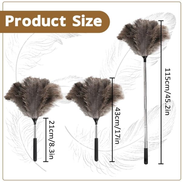 Extendable Telescopic Ostrich Feather Duster - Easily Clean High Ceilings and Cabinets (115 cm)