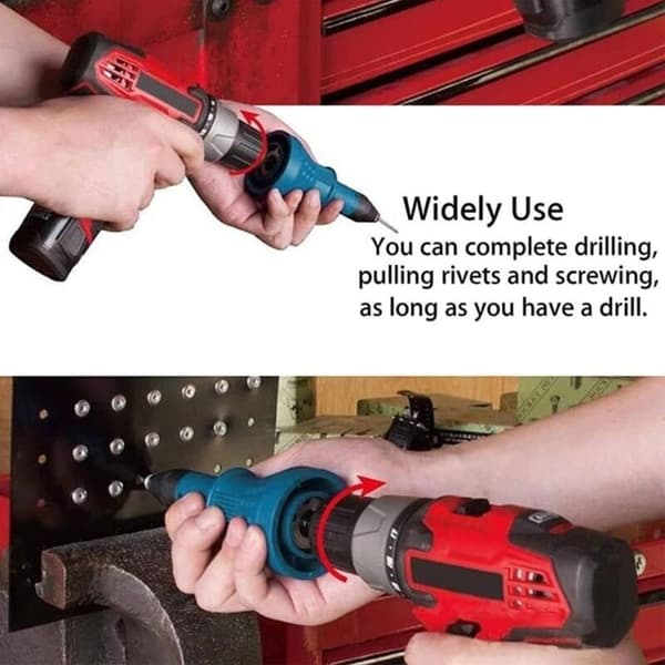 Cordless Rivet Gun Electric Drill Tool Kit Rivet Adapter Nut Insert Hand Tool Accessories Black (Blue)