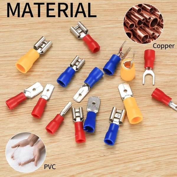 330 Stykker Elektriske Forbindelser. Krympeterminaler. Isolerede Krympeforbindelser. Flade & Gaffel Krympeterminaler - 2.8mm / 4.8mm / 6.3mm