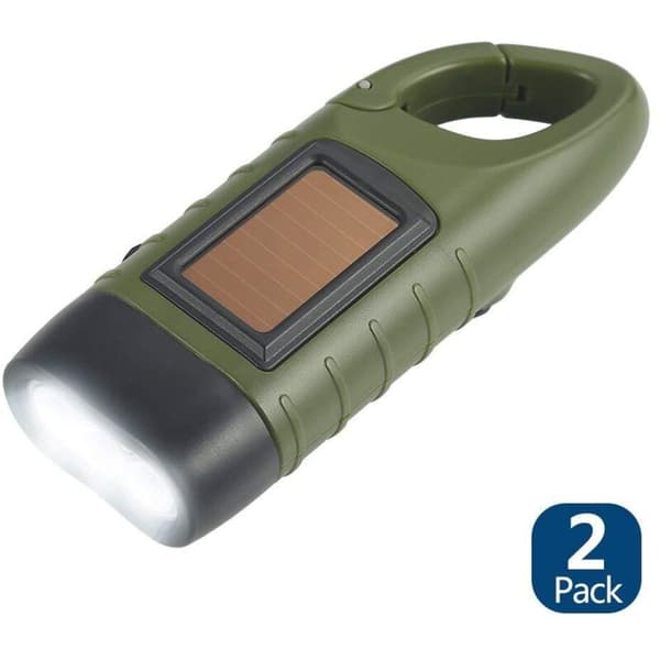 Solar Flashlight 2-pack LED Solar Flashlight and Rechargeable Hand Crank Flashlight for Outdoor Activities and Emergency Lighting
