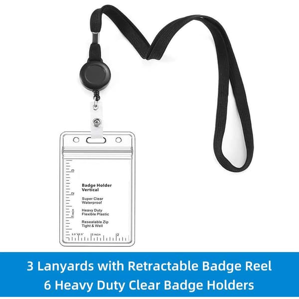 Transparent ID Card Holders with Lanyard, 2-pack Transparent