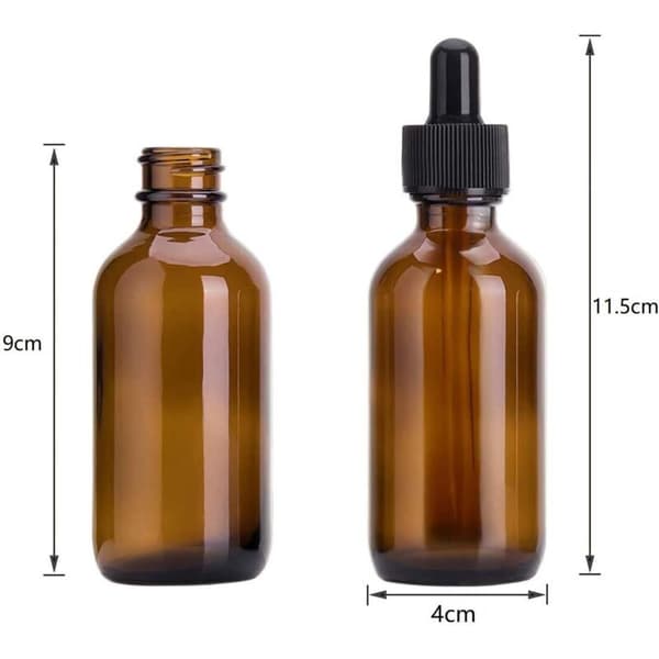 Set med 30 bruna glasdroppflaskor, tomma bärnstensfärgade glasflaskor för eteriska oljor och massageoljor - 60 ml
