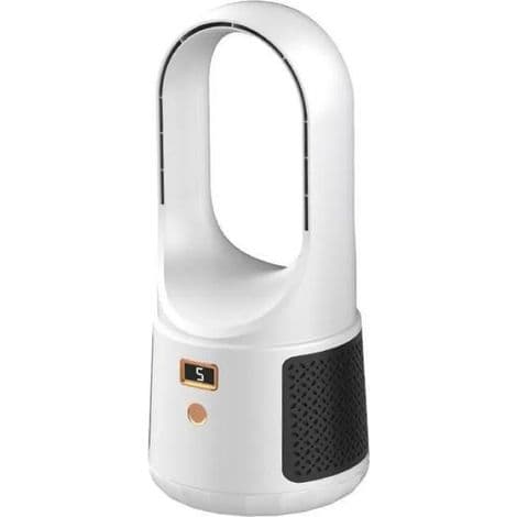 Bærbar USB-blæser uden blade med digital LED, 6 hastigheder, støjsvag drift, mini-skrivebordsventilator, hvid luftkøler