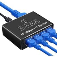 Ethernet Switch 2 porte RJ45 Splitter 1000 Mbps - Aluminium - Plug & Play - Cat5e til Cat8 kompatibel