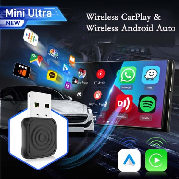Mini Ultra Wireless CarPlay Adapter: Upgrade Wired to Wireless CarPlay/Android Auto