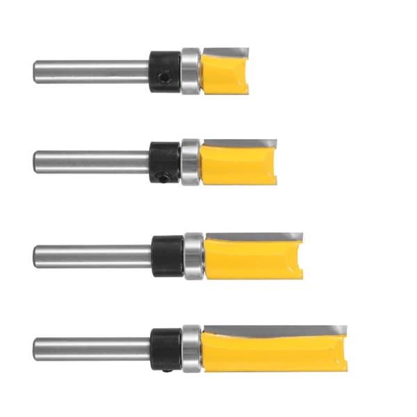 Wood Router Bit Set - 4 Straight Bits (Yellow)