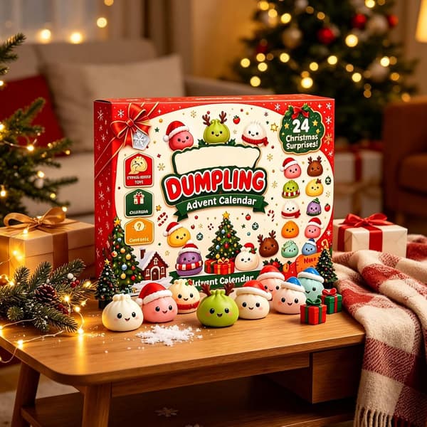 Julekalender 2026, 24-dages dumpling squishy nedtællingslegetøj med søde samlefigurer, julebordsdekoration, strømpefyld