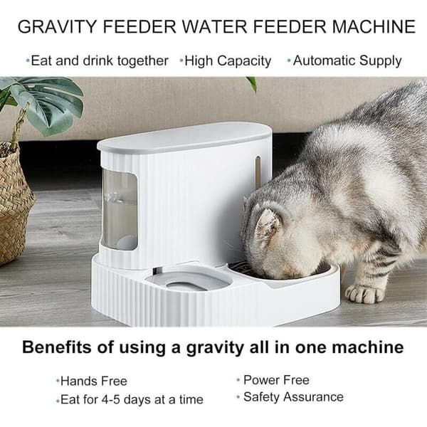 Automatisk foderautomat til kæledyr. 2-i-1 holdbar hundefoderautomat. Kattefoderskåle. Sikkert materiale. Foder- og vandautomat til kat og hund.
