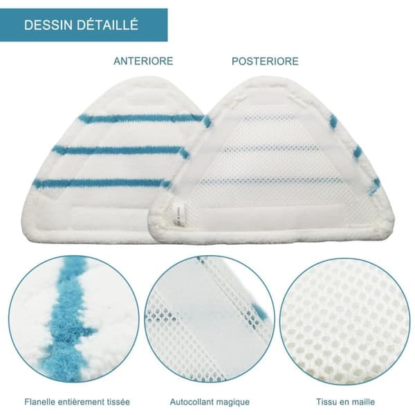 Reusable Triangular Washable Steam Cleaner Cloths, Microfiber Replacement Heads for Steam Mops