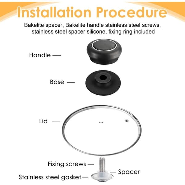 Universal Bakelite and Stainless Steel Knobs. Anti-Scald Replacement Handles for Pot Lids. For Glass Lid Handles. Universal Kitchen Knobs