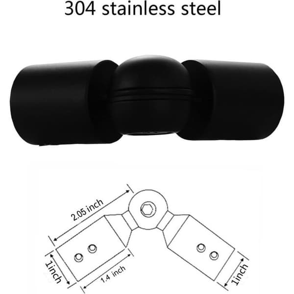 Justerbar vinkel gardinstangsstik - Sort - 2,5 cm - Til karnapper