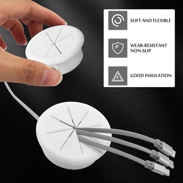 Plastic Cable Grommets. 4 Pieces 60mm Cable Thread Protector Cable Hole Grommets Desk Cable Grommets for Office Furniture Computer Desk White