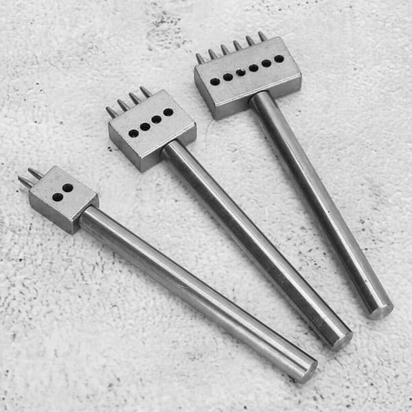 Leather tool with different sized tips. Set of 3 lacing punch tools. Leather sewing and crafts (5 mm).