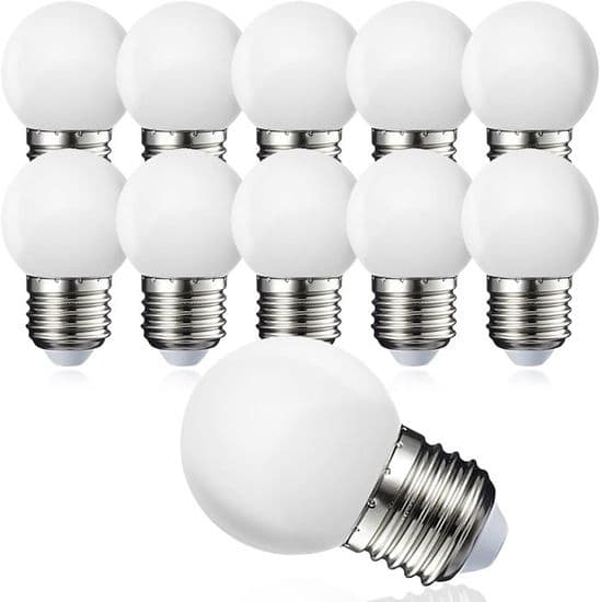 Förpackning med 10 E27 G45 LED-klot - Varmvit 3000 K - 5W G45 - Ej dimbar [Energiklass G]