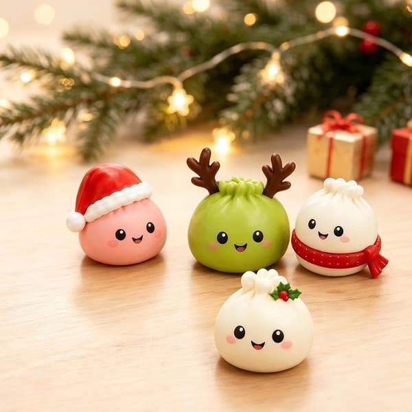 Julekalender 2026, 24-dages dumpling squishy nedtællingslegetøj med søde samlefigurer, julebordsdekoration, strømpefyld