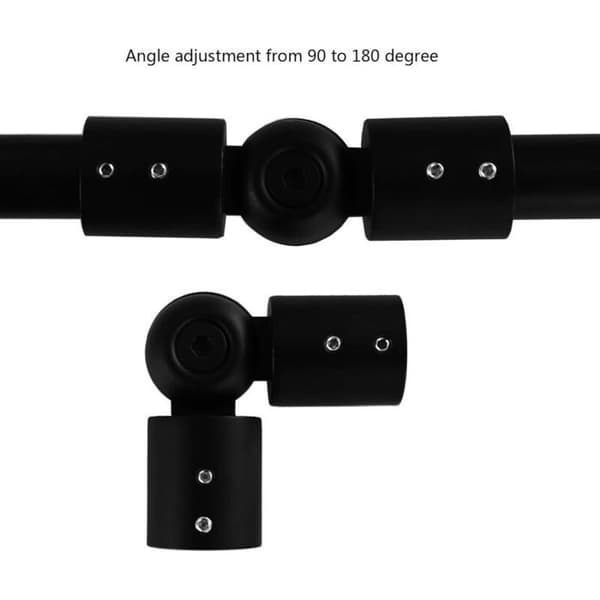 Justerbar vinkel gardinstangsstik - Sort - 2,5 cm - Til karnapper