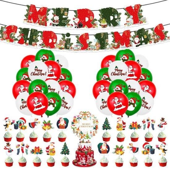 Julgransdekorationer, dragflaggor, ballongdekorationsset