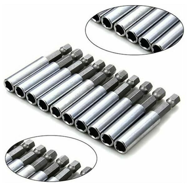 Magnetic Bit Holder, 10-pack, Extension Bits, 1/4\" Hex Shank, Power Tools