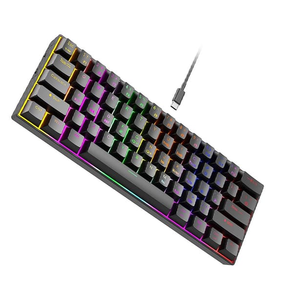 61-Key Wired Mechanical Keyboard with Mixed Light - Compact, Portable, and Customizable Black