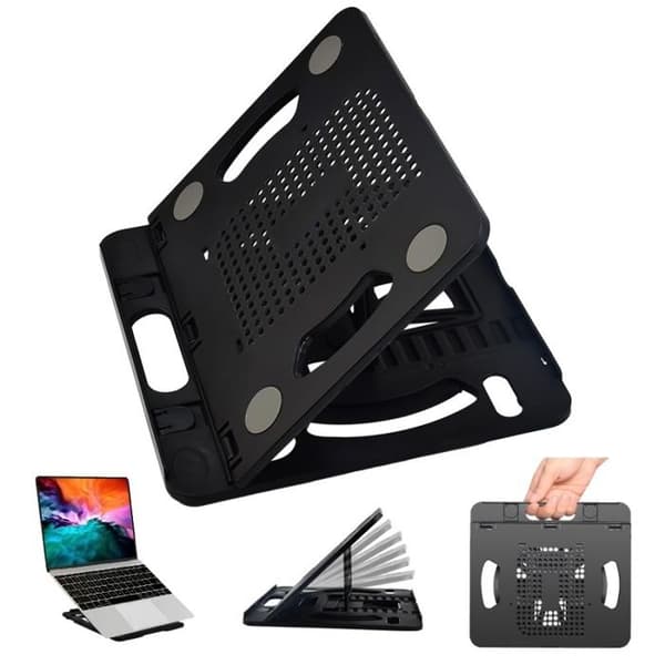 Bærbar PC-stativ - Ergonomisk - Sammenleggbart - Ventilert - Svart