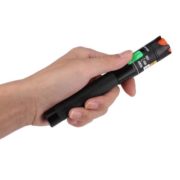 Fiberoptisk kabeltester - 30 mW - Rød laser - Sort aluminium - 30 m