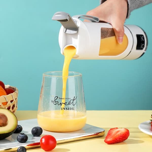 Bärbar Blender - Mini Juicer - 450ml - 12 Blad - USB - 7.4V - Vit - Multifunktionell
