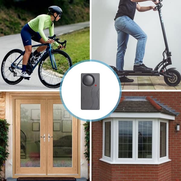2-pack anti-theft system. High-sensitivity adjustable motion sensor anti-burglary system (110 dB) for doors, windows, bicycles, and motorcycles.