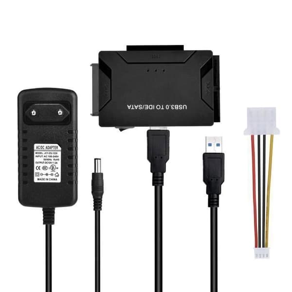 USB-harddiskadapter, USB 3.0 til IDE/SATA, 1m USB-kabel til 2.5\" og 3.5\" IDE/SATA HDD/SSD