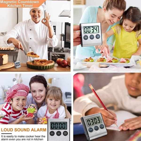 Digital Kitchen Timer. Magnetic Kitchen Timer. Loud Alarm with Large Digits. Magnetic Countdown Timer. Perfect for Students, Cooking, and Baking.