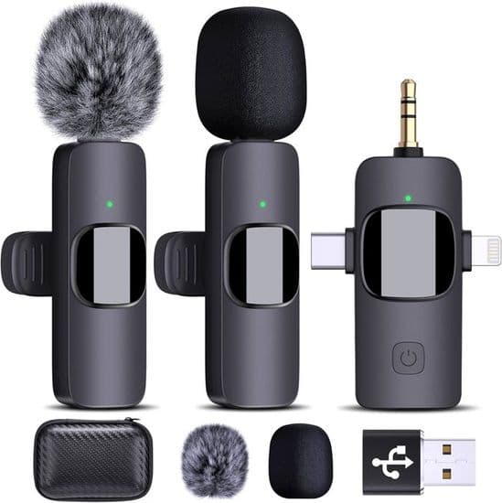 Langaton Lavalier-mikrofoni - Universaali - 4-in-1 - Melunvaimennus - USB-C - Yhteensopiva iPhonen/Androidin kanssa